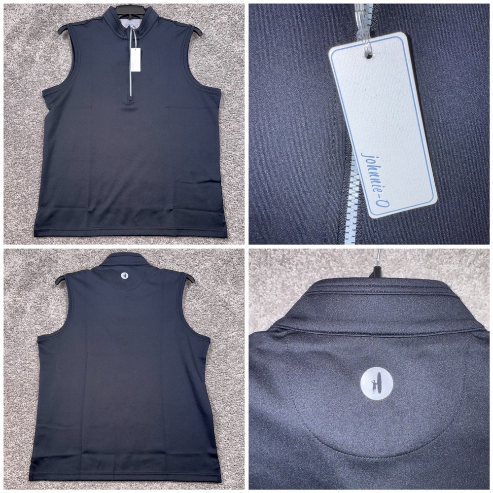 Johnnie-O Dave Performance Vest Womens Stretch Quarter-Zip Black Large NEW